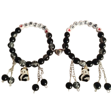 Custom Name couple Charm & chain Bracelet – Handmade Personalized Beaded Bracelet